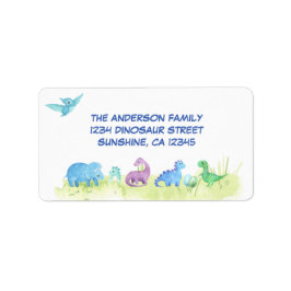 Dinosaur Cute Party Return Address Etiket