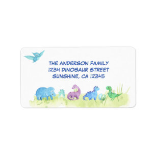 Dinosaur Cute Party Return Address Etiket