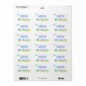 Dinosaur Cute Party Return Address Etiket (Full Sheet)