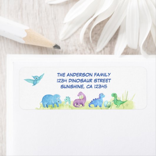 Dinosaur Cute Party Return Address Label (Insitu)