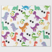 Dinosaur Cute Wrapping Paper Cadeaupapier (Vlak)