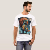 Dinosaur Cyber Warrior Futuristic Sci-Fi Art T-shi T-shirt (Voorkant volledig)