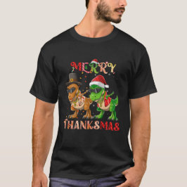 Dinosaur Dabbing Rapper Hip Hop Merry Thanksgiving T-shirt