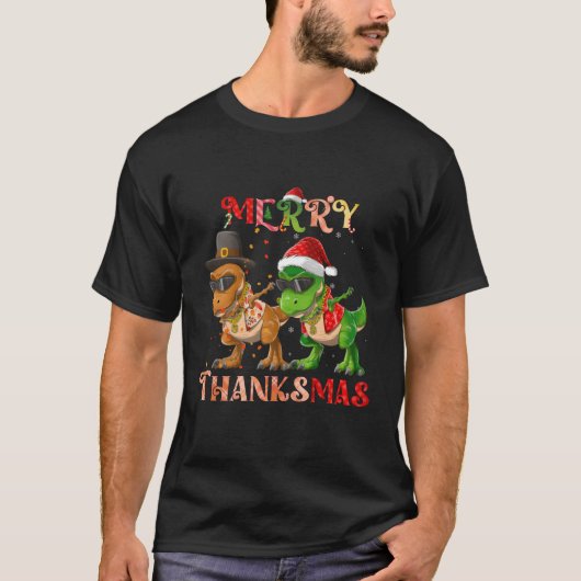 Dinosaur Dabbing Rapper Hip Hop Merryhanksmas gift T-shirt (Voorkant)
