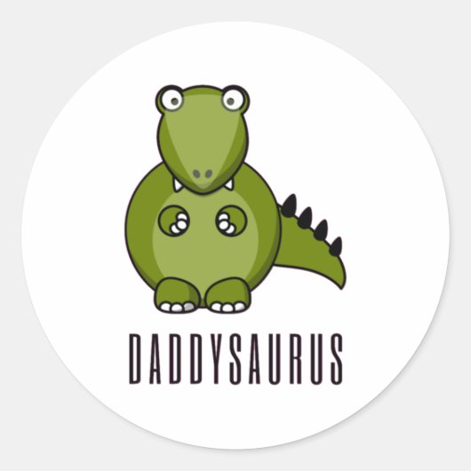 Dinosaur Daddysaurus Dad Fathers Day Family Gift Ronde Sticker (Voorkant)