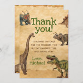 Dinosaur Dank je kaarten, Dank je wel. Notitiekaartje (Voorkant / Achterkant)
