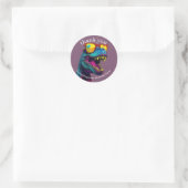 Dinosaur Dank je wel, Paars Ronde Sticker (Tas)