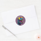 Dinosaur Dank je wel, Paars Ronde Sticker (Envelop)
