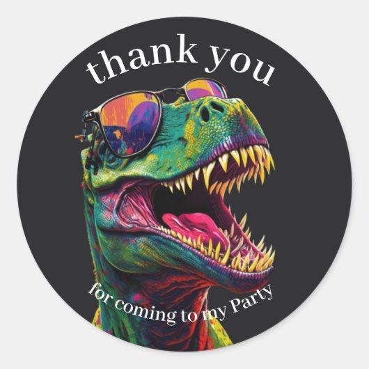 Dinosaur Dank u kinder Klassieke Ronde Sticker (Voorkant)