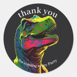 Dinosaur Dank u roze Classic Round Sticker