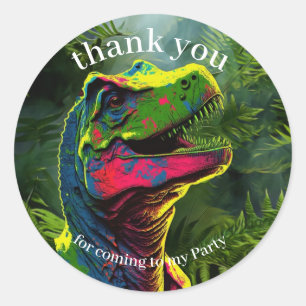 Dinosaur Dank u roze Oerwoud Ronde Sticker