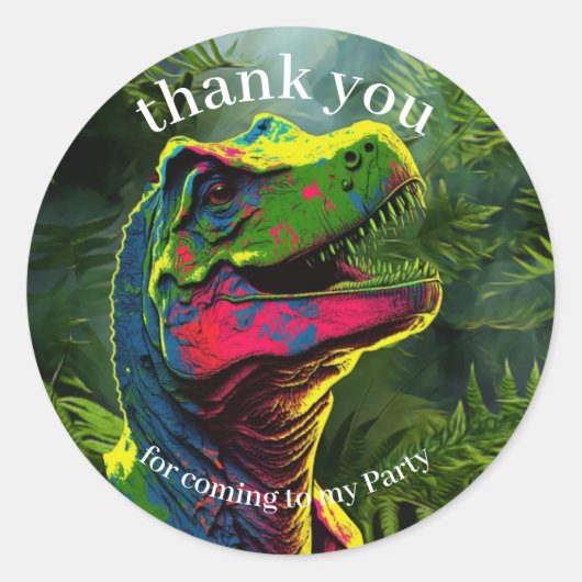 Dinosaur Dank u roze Oerwoud Ronde Sticker (Voorkant)