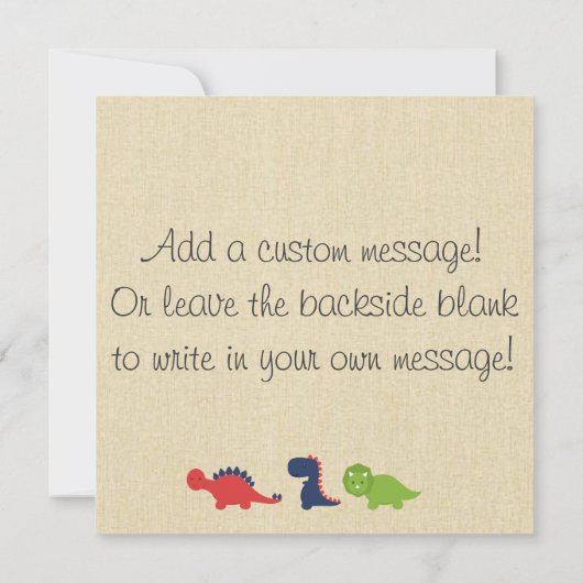 Dinosaur Dank u wel Bedankkaart (Achterkant)