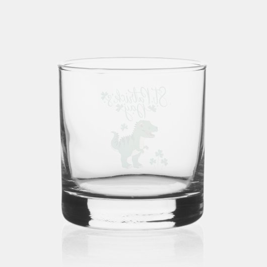 Dinosaur Day Celebration - T-Rex in St. Patrick's Whisky Glas (Achterkant)
