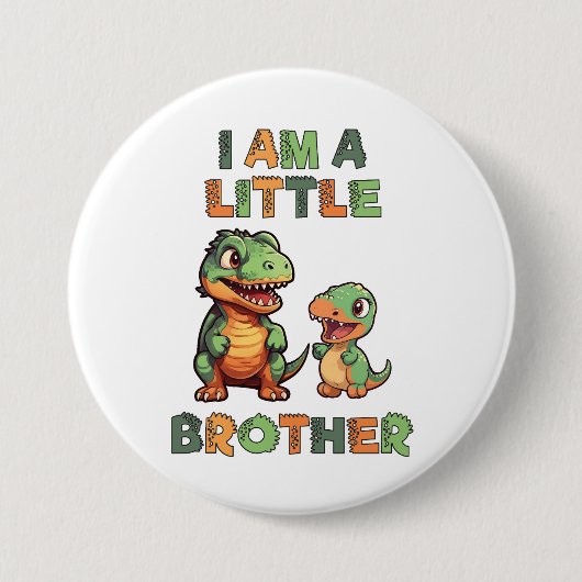 Dinosaur de kleine broer ronde button 7,6 cm (Voorkant)