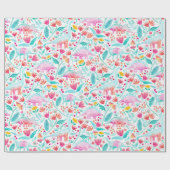 Dinosaur Delight on White Wrapping Paper Cadeaupapier (Vlak)