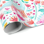 Dinosaur Delight on White Wrapping Paper Cadeaupapier (Rol Hoek)