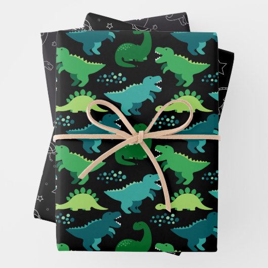 Dinosaur Delight Wrapping Paper Set - Fun en Fest (In situ)