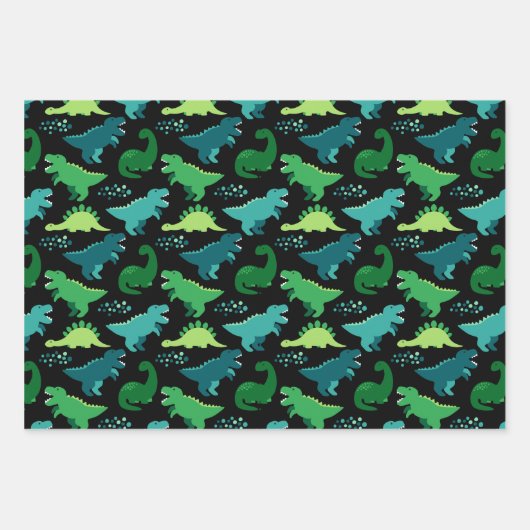 Dinosaur Delight Wrapping Paper Set - Fun en Fest (Voorkant)