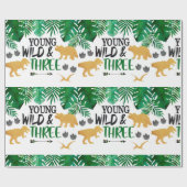 Dinosaur Derde Birthday Wrapping Paper Cadeaupapier (Vlak)