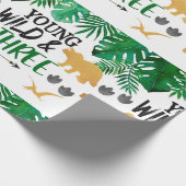 Dinosaur Derde Birthday Wrapping Paper Cadeaupapier (Hoek)