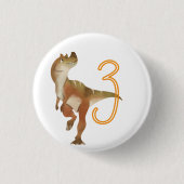 Dinosaur derde verjaardag ronde button 3,2 cm (Voorkant)
