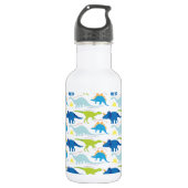 Dinosaur Design Blue en Green Pattern Dino Kinder Waterfles (Voorkant)