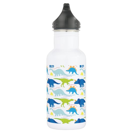 Dinosaur Design Blue en Green Pattern Dino Kinder Waterfles (Rechts)