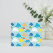 Dinosaur Design Blue Oranje Yellow Red Dinosaurs Briefkaart (Staand voorkant)