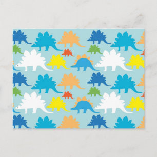 Dinosaur Design Blue Oranje Yellow Red Dinosaurs Briefkaart