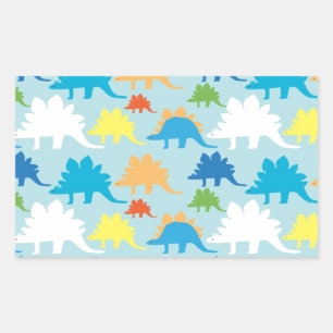 Dinosaur Design Blue Oranje Yellow Red Dinosaurs Rechthoekige Sticker