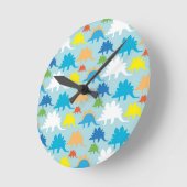Dinosaur Design Blue Oranje Yellow Red Dinosaurs Ronde Klok (Hoek)