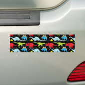 Dinosaur Design Blue Red Green op zwart Bumpersticker (Op auto)