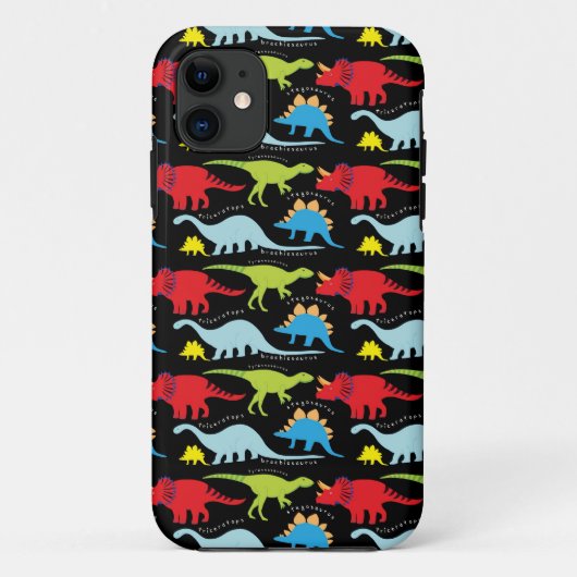 Dinosaur Design Blue Red Green op zwart Case-Mate iPhone Case (Achterkant)