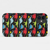 Dinosaur Design Blue Red Green op zwart Case-Mate iPhone Case (Achterkant (horizontaal))