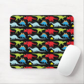 Dinosaur Design Blue Red Green op zwart Muismat (Met muis)