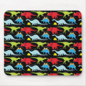 Dinosaur Design Blue Red Green op zwart Muismat (Voorkant)