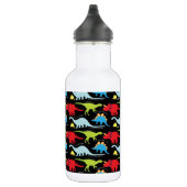 Dinosaur Design Blue Red Green op zwart Waterfles (Rechts)
