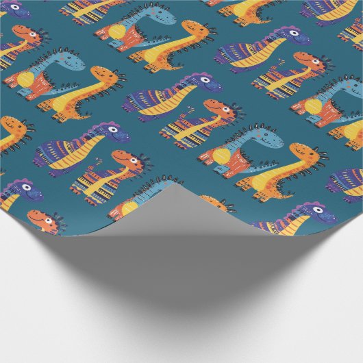 Dinosaur Design Wrapping Paper Cadeaupapier (Hoek)