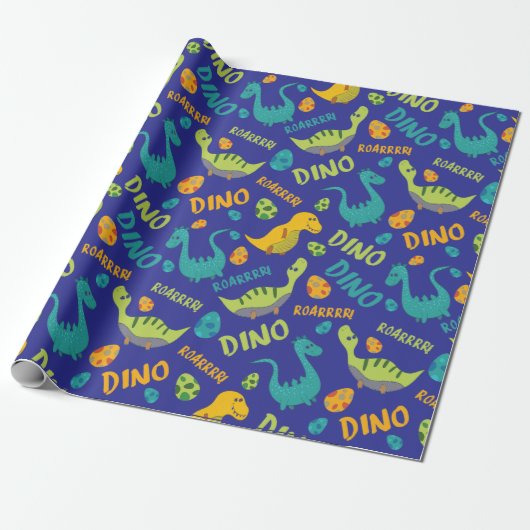 Dinosaur Design Wrapping Paper Cadeaupapier (Uitgerold)