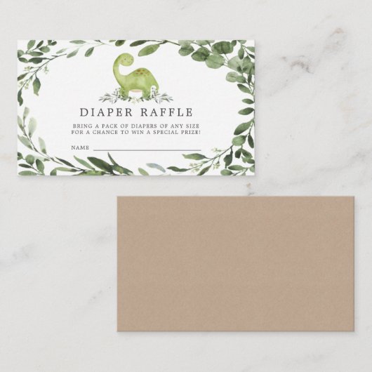 Dinosaur Diaper Raffle Baby shower Card Informatiekaartje (Voorkant / Achterkant)