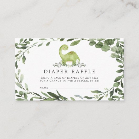 Dinosaur Diaper Raffle Baby shower Card Informatiekaartje (Voorkant)