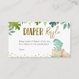 Dinosaur Diaper Raffle Card Informatiekaartje