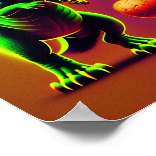 Dinosaur die basketbal pop speelt poster (Hoek)