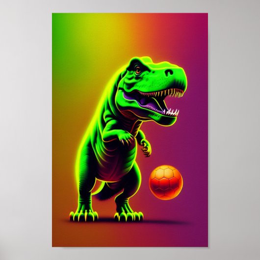 Dinosaur die basketbal pop speelt poster (Voorkant)
