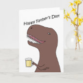 Dinosaur die een biertje met een leuke Vaderdag he Kaart (Gele Bloem)