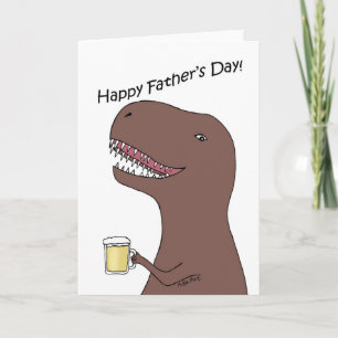 Dinosaur die een biertje met een leuke Vaderdag he Kaart