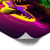 Dinosaur die gitaarafdrukken op poster speelt (Hoek)