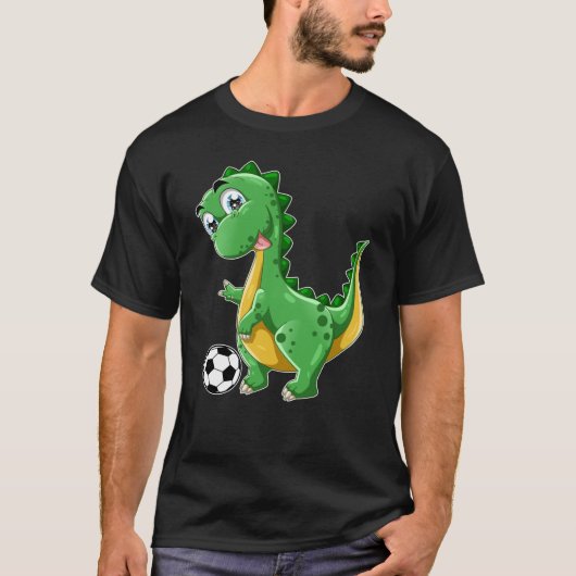 Dinosaur die Soccer Dino Sports speelt T-shirt (Voorkant)