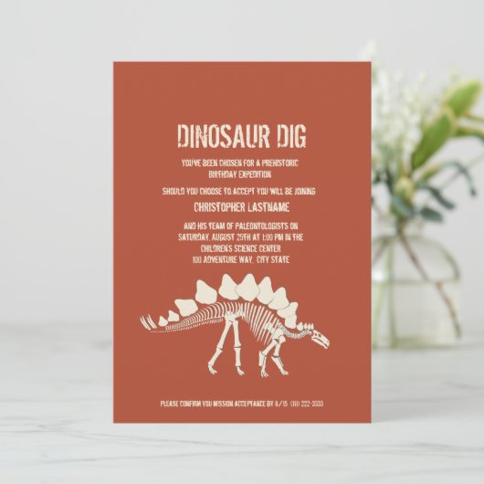 Dinosaur Dig Birthday Kaart (Staand voorkant)